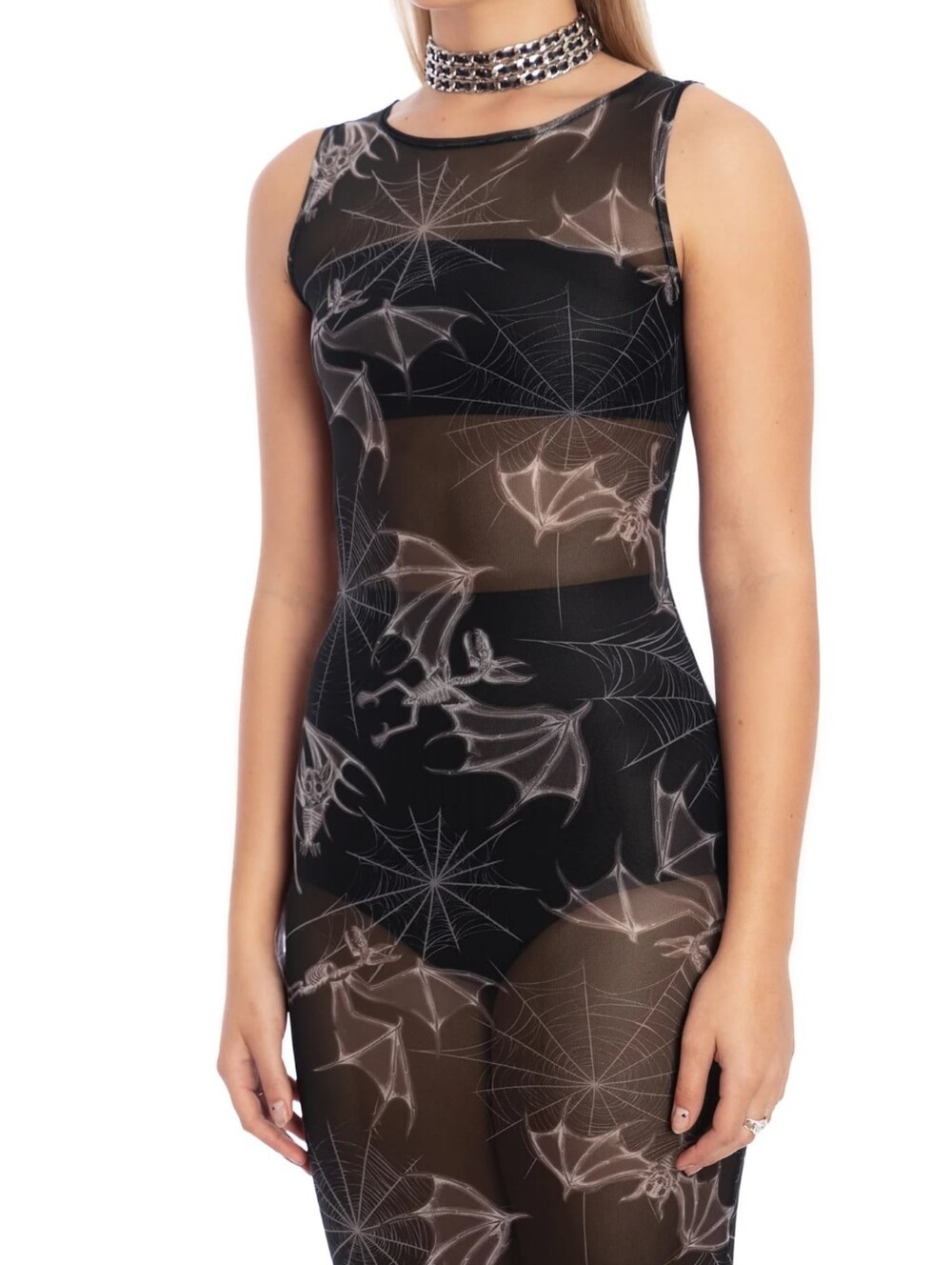 BlackMilk Bat Bones Godet Maxi Dress - Picture 3 of 6